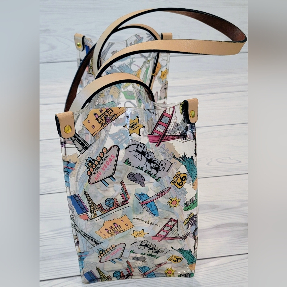 Dooney & Bourke 2 Piece Colorful Landmark Soft Acrylic Tote & Wristlet - Picture 9 of 16